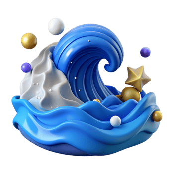 serene modern Ocean Waves Rolling Isolated Element with Blue Water authentic png