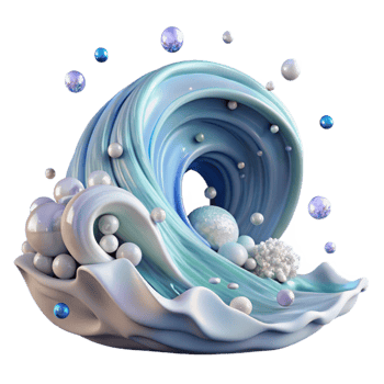 serene artistic Ocean Wave with Foam Cutout on Transparent Background high resolution png