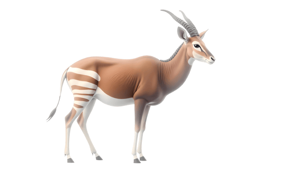 Elegant Antelope Illustration Highlighting Striped Hindquarters And Curved Horns Perfect For Wildlife Blogs Or Educational Content png