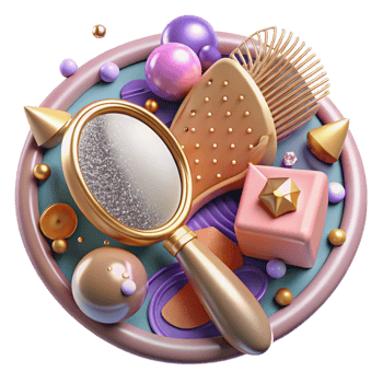 impressive minimalist Old Fashioned Hairbrush and Mirror Set Top View Transparent Background genuine png