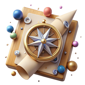 beautiful creative Old Map with Compass Rose Isolated professional png