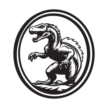 Black and white Albertosaurus Dinosaur Design Illustration image isolated on white background vector