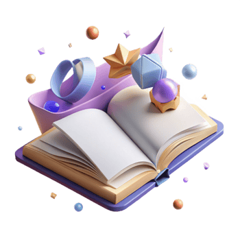 serene creative Open Book with Bookmark and Turned Pages Cutout authentic png