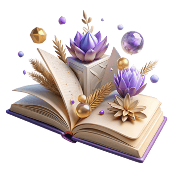 dramatic contemporary Open Book with Dried Flowers Isolated Transparent Background authentic png