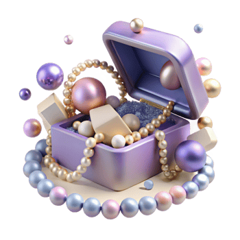 impressive minimalist Open Jewelry Box Pearl Necklace Transparent Background detailed png