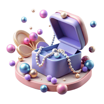 serene abstract Open Jewelry Box Pearl Necklace Transparent Background authentic png