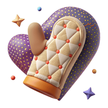 extraordinary rustic Oven Mitt with Heat Resistant Pattern Isolated premium png