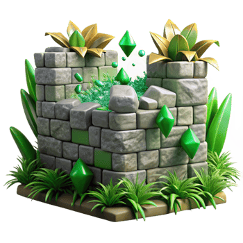 beautiful traditional Overgrown Stone Wall Transparent Background Green Hues premium png