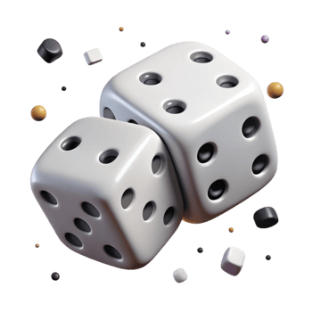 stunning artistic Pair of Dice White with Black Dots Isolated Cutout high quality png