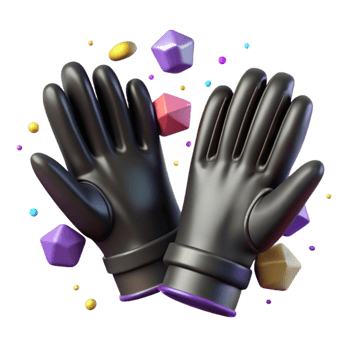 extraordinary minimalist Pair of Gloves Black Leather Isolated Cutout png