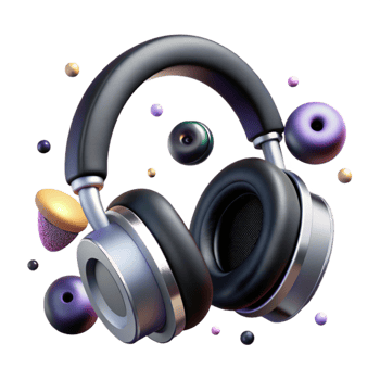 serene abstract Pair of Headphones Black and Silver Isolated Cutout high resolution png