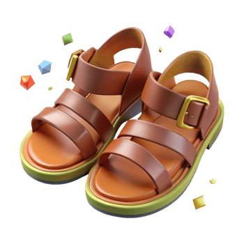 stunning classic Pair of Sandals Brown Leather Straps Isolated Cutout original png