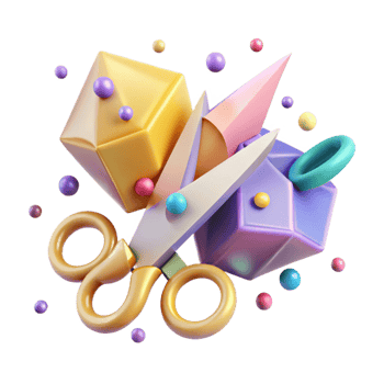 impressive creative Pair of Scissors Side View with Metallic Sheen Isolated high quality png