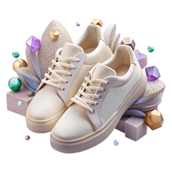 magnificent artistic Pair of White Tennis Shoes Side View Transparent Background premium png