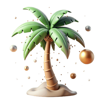dramatic artistic Palm Tree Swaying in Gentle Whispering Winds Isolated png