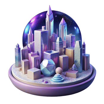 elegant vintage Parallel Universe City Skyline at Night Cutout Transparent Background detailed png