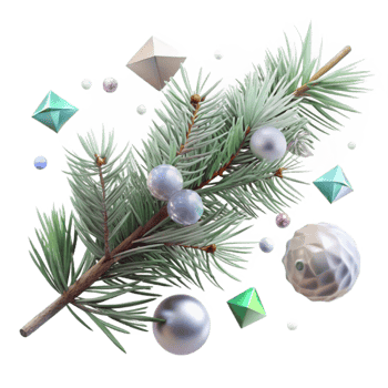 impressive artistic Pine Branch with Needles Snow Covered Isolated authentic png