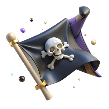 dramatic creative Pirate Flag Cutout with Black Background original png