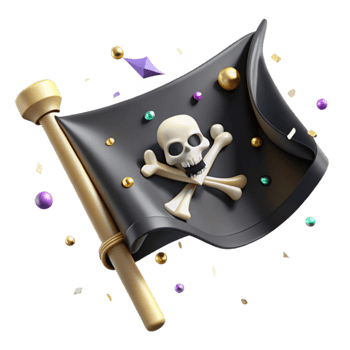 stunning contemporary Pirate Flag Cutout with Black Background high quality png