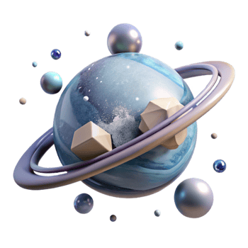 stunning artistic Planet Rings Transparent Background with Icy Particles authentic png
