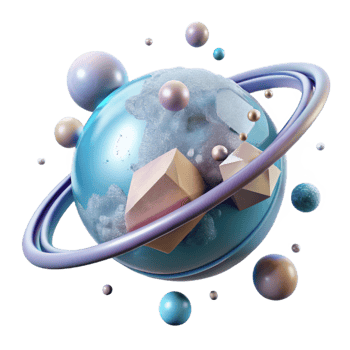 dramatic classic Planet Rings Transparent Background with Icy Particles original png