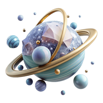 beautiful contemporary Planet Rings Transparent Background with Icy Particles original png