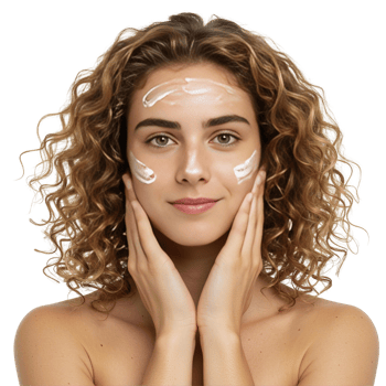 Woman Applying Skin Care Cream on Face png