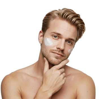 Man Applying White Skin Care Cream on Face png