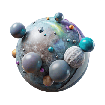 beautiful artistic Planet with Multiple Moons Isolated on Transparent Background png