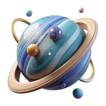 dramatic contemporary Planet with Rings and Shepherd Moons Cutout Isolated professional png