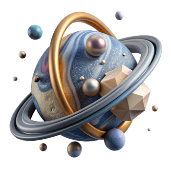 magnificent minimalist Planet with Rings and Shepherd Moons Cutout Isolated png