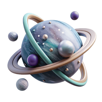 magnificent rustic Planet with Rings and Shepherd Moons Cutout Isolated exclusive png