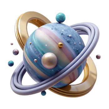 elegant modern Planet with Rings and Shepherd Moons Cutout Isolated professional png