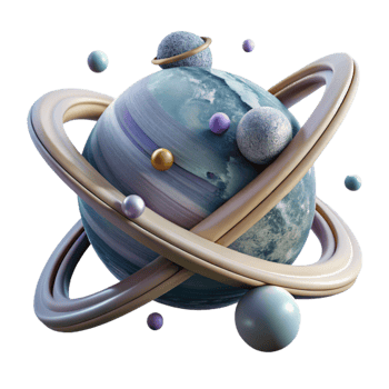 serene abstract Planet with Rings and Shepherd Moons Cutout Isolated png