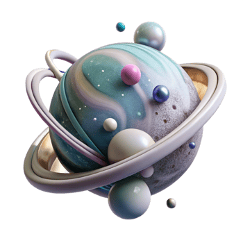 impressive traditional Planet with Rings and Shepherd Moons Cutout Isolated high resolution png