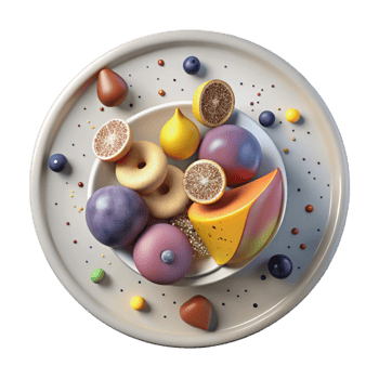impressive rustic Plate of Fruit Top View Isolated high quality png