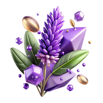 vibrant traditional Purple Lavender Sprig Cutout Transparent Background detailed png