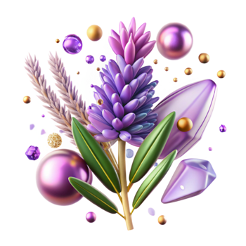 elegant abstract Purple Lavender Sprig Cutout Transparent Background original png