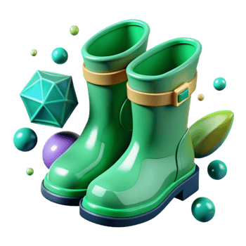vibrant traditional Rain Boots Green Color Isolated Element authentic png