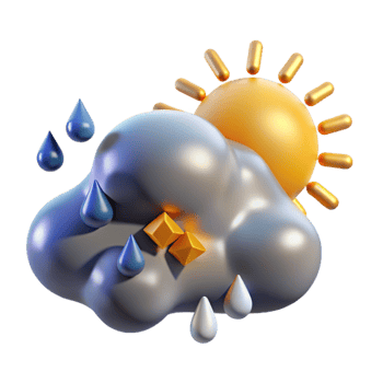 impressive artistic Rain Cloud with Sun Peeking Through Transparent Background high resolution png