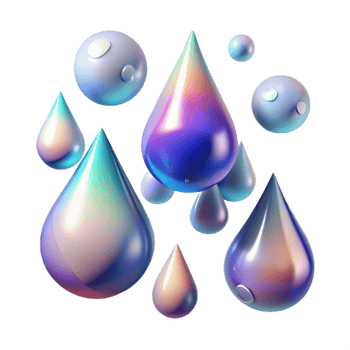 serene minimalist Rain Drops with Gradient Effect Isolated Transparent Background authentic png