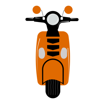 an orange scooter on a transparent background png