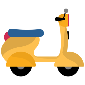 a yellow scooter on a transparent background png