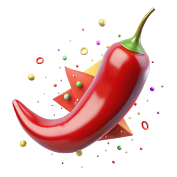 magnificent artistic Red Chili Pepper Curved Shape Transparent professional png