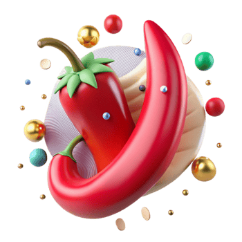 vibrant artistic Red Chili Pepper Whole and Curled Cutout detailed png