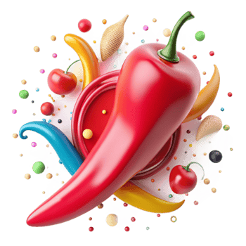 magnificent artistic Red Chili Pepper Whole and Curled Cutout exclusive png