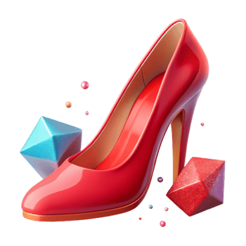 serene modern Red High Heel Shoe Side View Transparent Background premium png