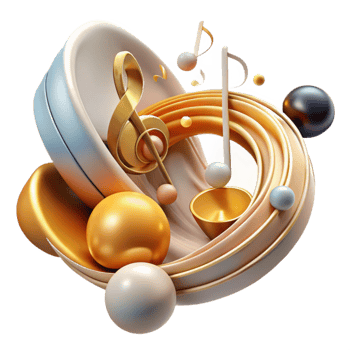 vibrant rustic Retro Music Notes Swirling Design Isolated exclusive png