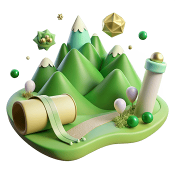 vibrant creative Rolling Green Hills Landscape Cutout Transparent Background detailed png