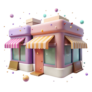 impressive artistic Row of City Storefronts with Awnings Cutout Element high quality png